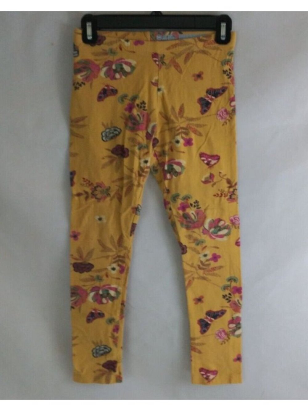 Wonder Nation Girls Jeggings Dark Yellow With Floral Design Size Large 10-12